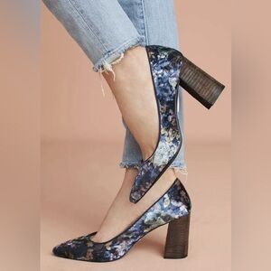 Elegant Blue Floral Heels